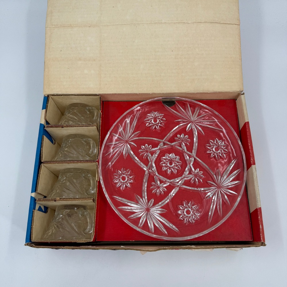 Anchor Hocking Snack Set OS Clear Early American Prescut 8pc Starburst